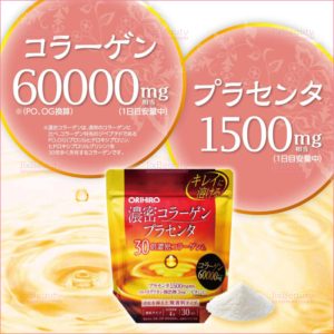 Bột uống bổ sung Collagen & nhau thai heo Orihiro 60,000mg nội địa Nhật gói 120g