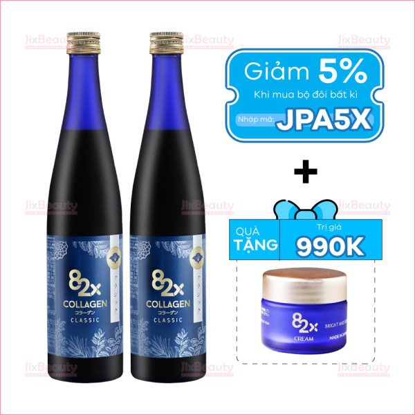 Combo 2 chai nước uống Collagen Mashiro 82x Classic 120.000mg nội địa Nhật chai 500ml