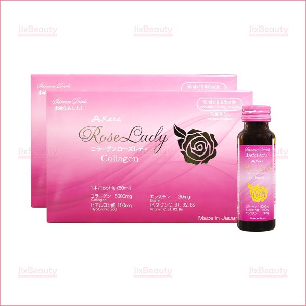 Combo 2 hộp nước uống Collagen Kaza Rose Lady 5000mg (Hộp 10 chai x 50ml)