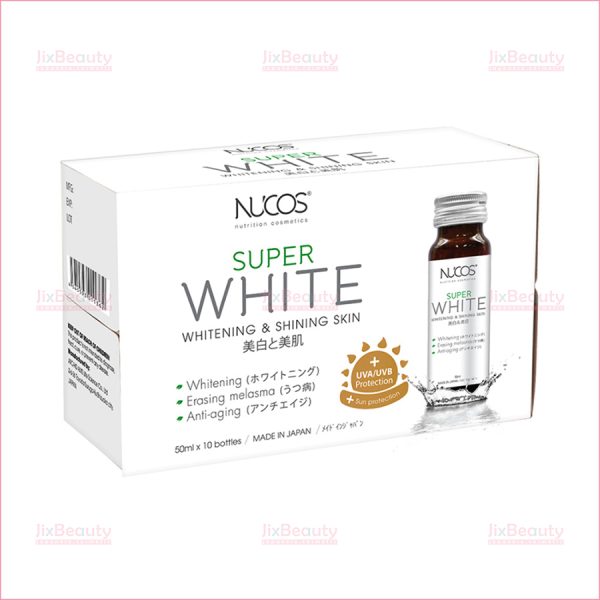 Nước uống đẹp da Collagen Nucos Super White nội địa Nhật (Hộp 10 chai x 50ml)