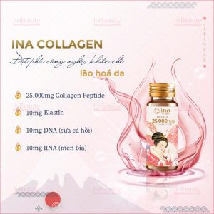 Nước uống Collagen Peptide INA 25,000mg nội địa Nhật Bản (Hộp 10 chai x 50ml)