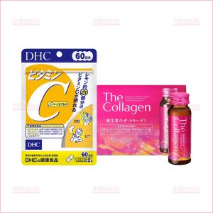 Bộ đôi khỏe đẹp nước uống The Collagen Shiseido và viên Vitamin C DHC 120 viên