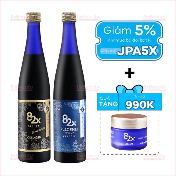 Bộ đôi nước uống Collagen Sakura và tinh chất nhau thai Placenta Mashiro 82x Classic 500ml