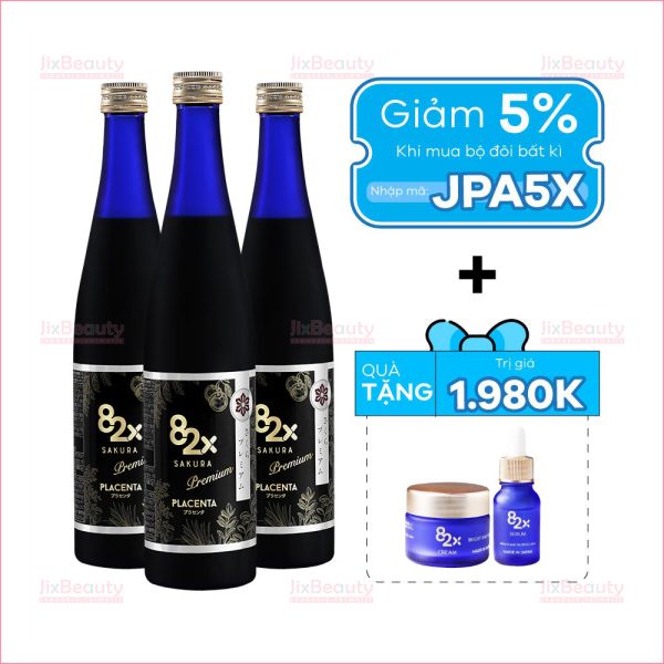 Combo 3 chai nước uống tinh chất nhau thai Placenta 82x Sakura Premium 450.000mg 500ml