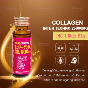 Combo 3 hộp nước uống Collagen Inter Techno 25000mg nội địa Nhật (Hộp 10 chai x 50ml)