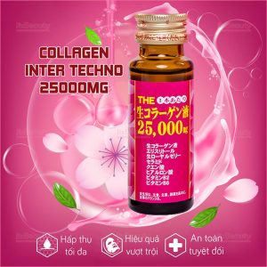 Combo 3 hộp nước uống Collagen Inter Techno 25000mg nội địa Nhật (Hộp 10 chai x 50ml)