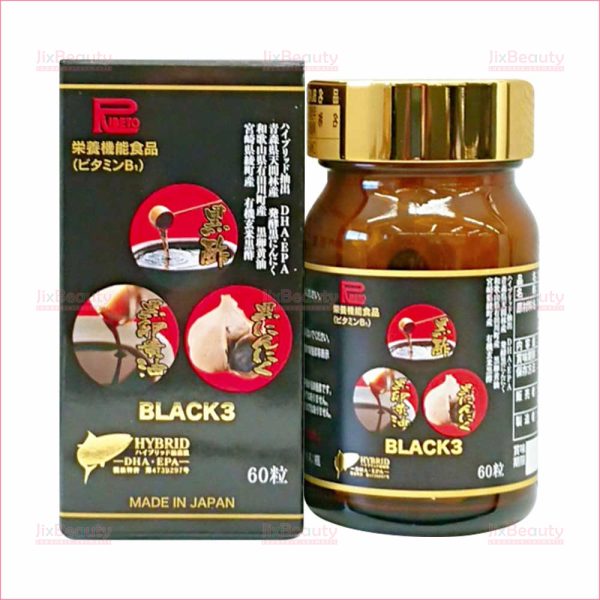 Viên uống tỏi đen, giấm đen và bổ sung vitamin Ribeto Shoji Black3 hộp 60 viên