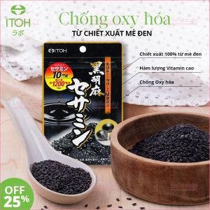 Viên uống mè đen Itoh Black Sesame Sesamin nội địa Nhật Bản gói 60 viên