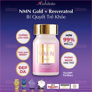 Viên uống trường thọ, trẻ hóa Aishitoto NMN Gold Nhật Bản Hộp 60 viên