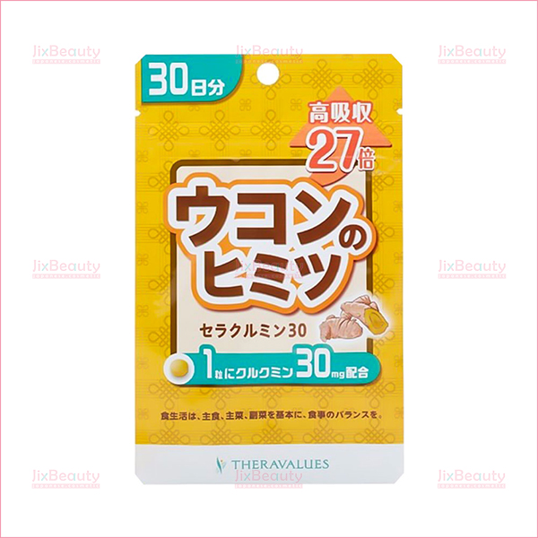Viên uống tinh chất nghệ Ukon no Himitsu Theravalues nội địa Nhật Bản gói 30 viên