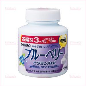 Viên nhai bổ mắt Orihiro Most Chewable nội địa Nhật Bản hộp 180 viên (Vị việt quất)